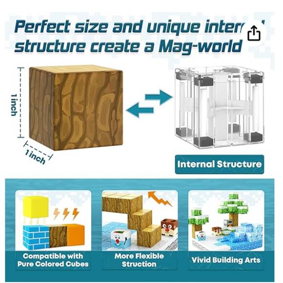 108PCS Magnetic Blocks Magnet Toy Mine Magnet World Frozen Ice Edition - Picture 2 of 7